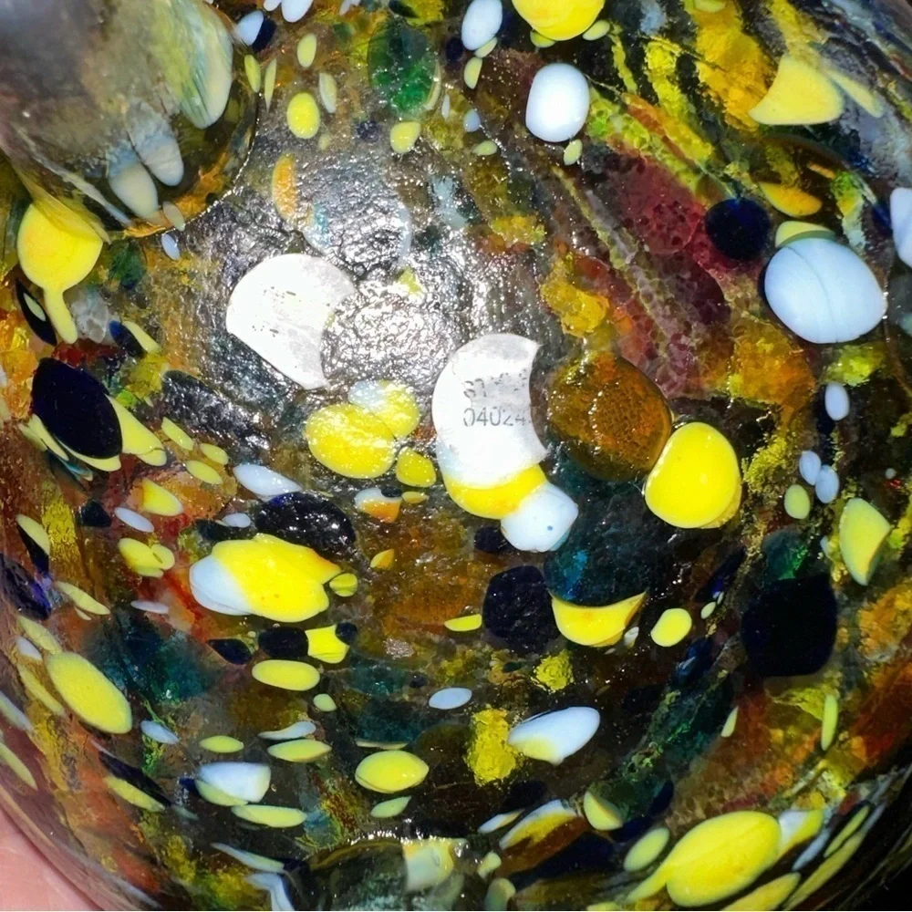 Mexican Artisan Hand Blown Colorful Confetti Glass Bowl